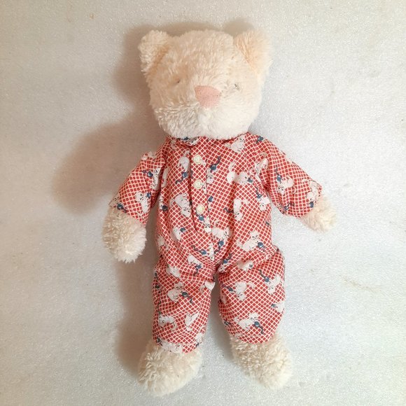 Little Jellycat Plush White Kitten Cat Kitty Lovey Red Pajamas Stuffed Animal